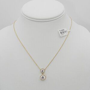 Nadri Round Halo Drop Necklace in 18K Gold Plated  16"